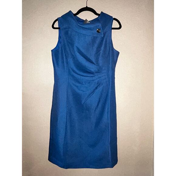 Tahari ASL Preppy Academia Professional Blue  Asymmetric  Sleeveless  Dress - Picture 1 of 9